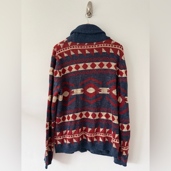 Ralph Lauren Denim & Supply Aztec Southwestern Cardigan Sweater Shawl Collar LG - Picture 6 of 6